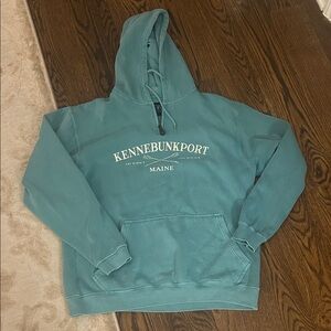 Teal Hoodie with Kennebunkport Maine Print L